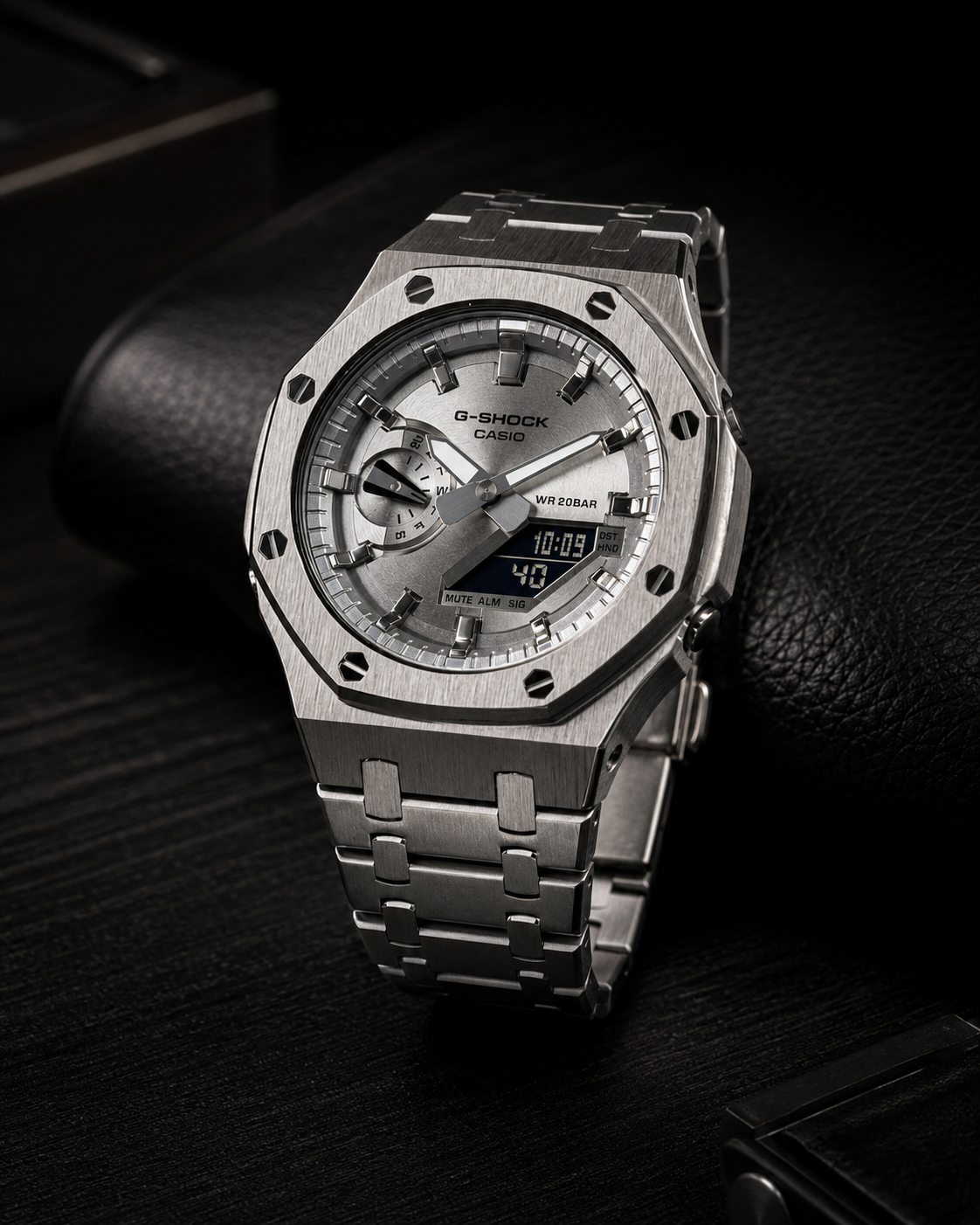 Silver Metal G-Shock GA-2100 Watch – Octagonal Bracelet