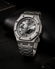 Silver Metal G-Shock GA-2100 Watch – Octagonal Bracelet