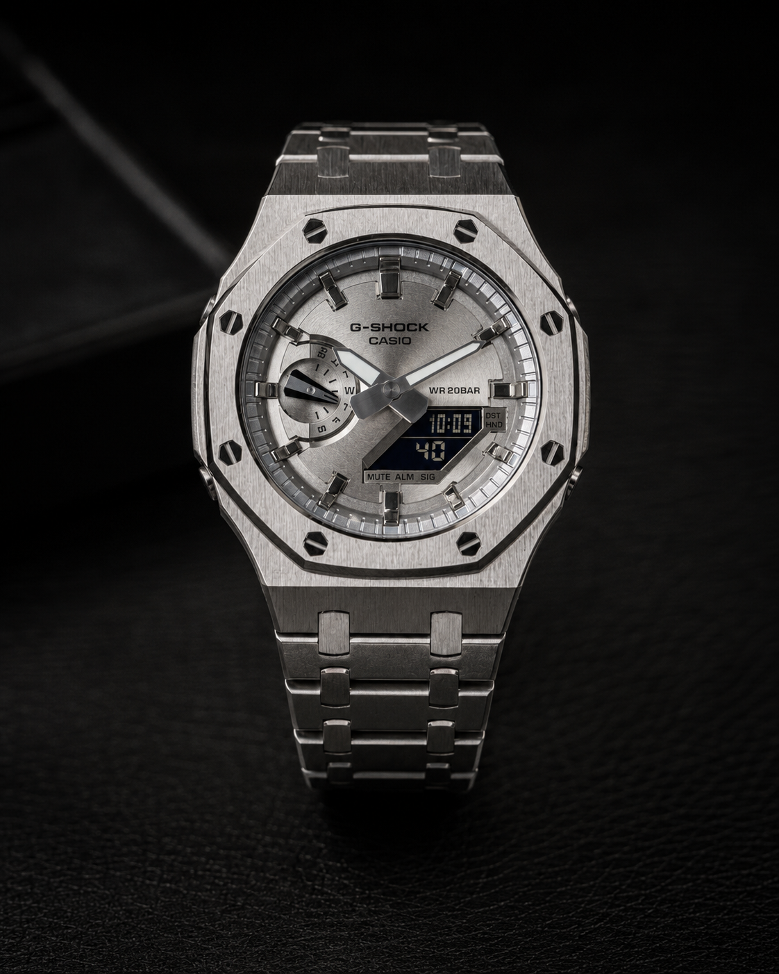 Silver Metal G-Shock GA-2100 Watch – Octagonal Bracelet