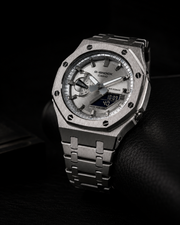 Silver Metal G-Shock GA-2100 Watch – Octagonal Bracelet