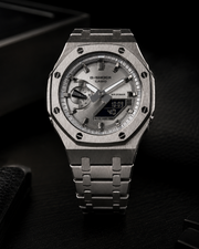 Silver Metal G-Shock GA-2100 Watch – Octagonal Bracelet