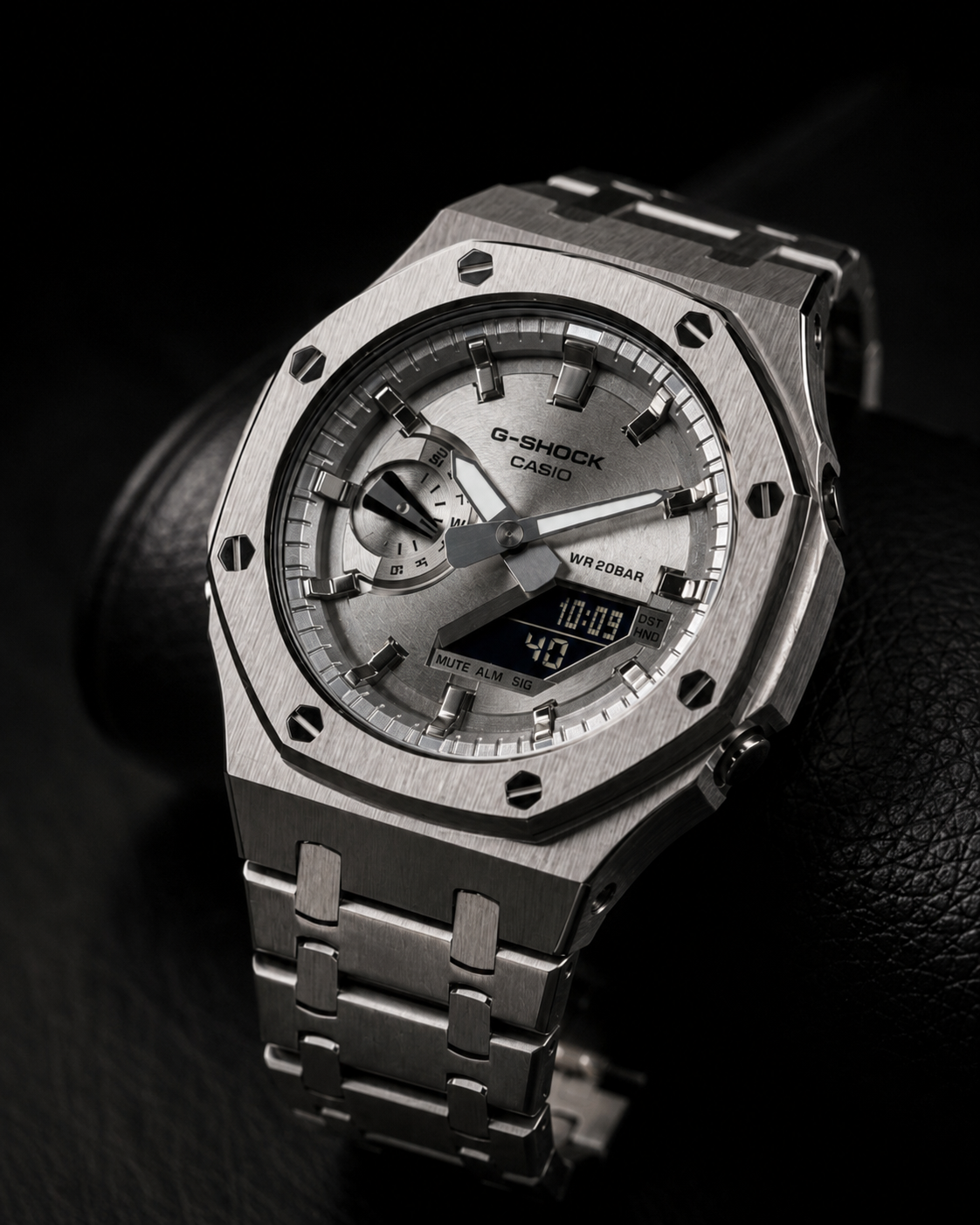 Silver Metal G-Shock GA-2100 Watch – Octagonal Bracelet