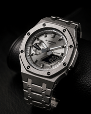 Silver Metal G-Shock GA-2100 Watch – Octagonal Bracelet