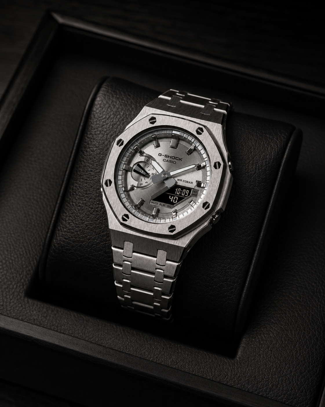 Silver Metal G-Shock GA-2100 Watch – Octagonal Bracelet