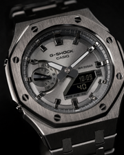 Silver Metal G-Shock GA-2100 Watch – Octagonal Bracelet