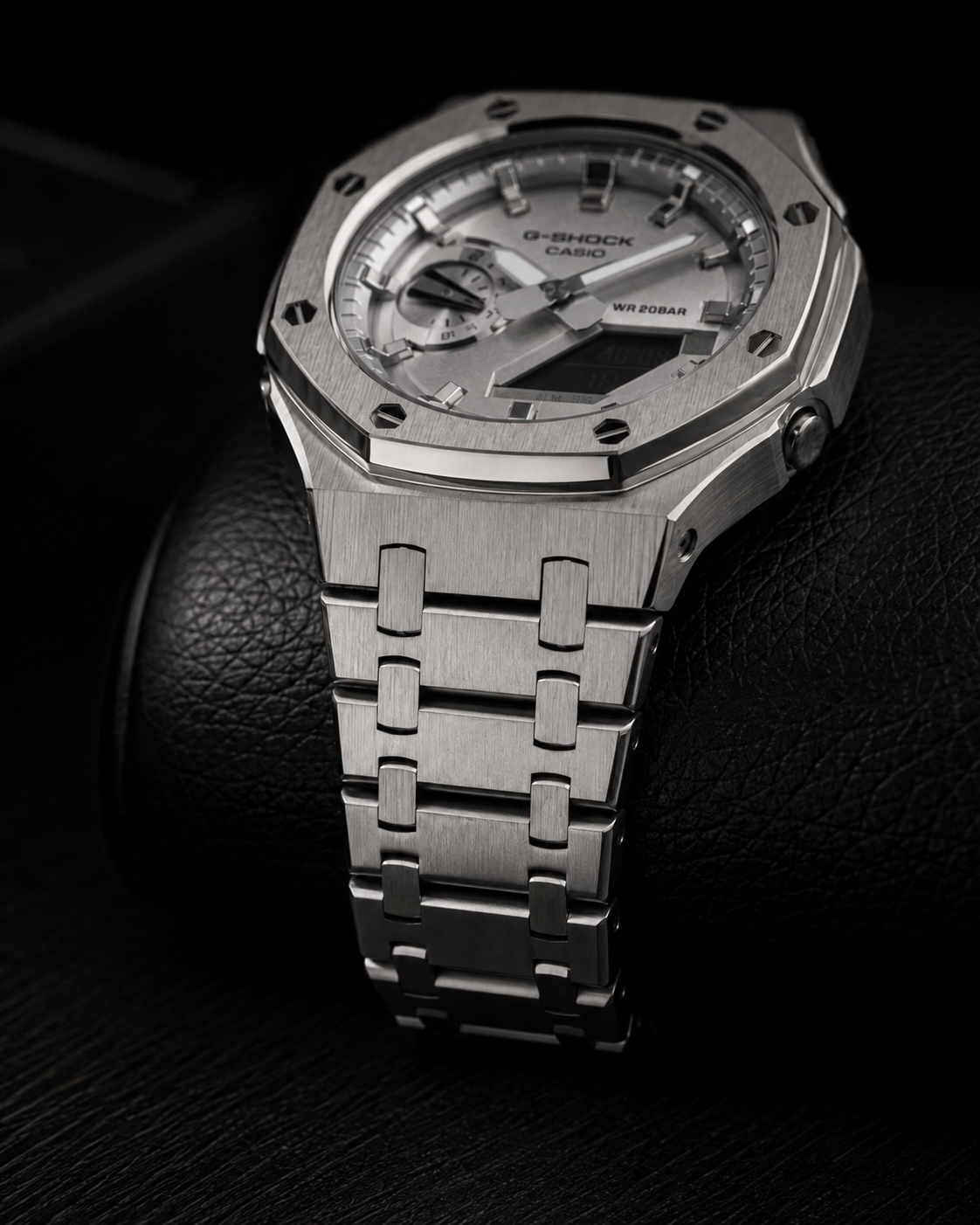 Silver Metal G-Shock GA-2100 Watch – Octagonal Bracelet