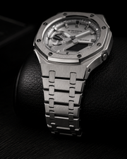 Silver Metal G-Shock GA-2100 Watch – Octagonal Bracelet