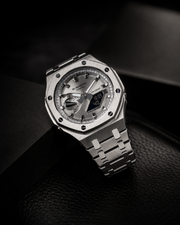 Silver Metal G-Shock GA-2100 Watch – Octagonal Bracelet