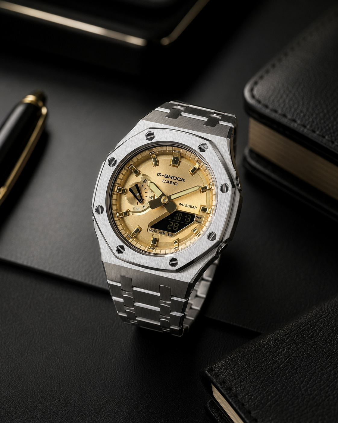 Gold Steel G-SHOCK GA-2100 Luxury Watch