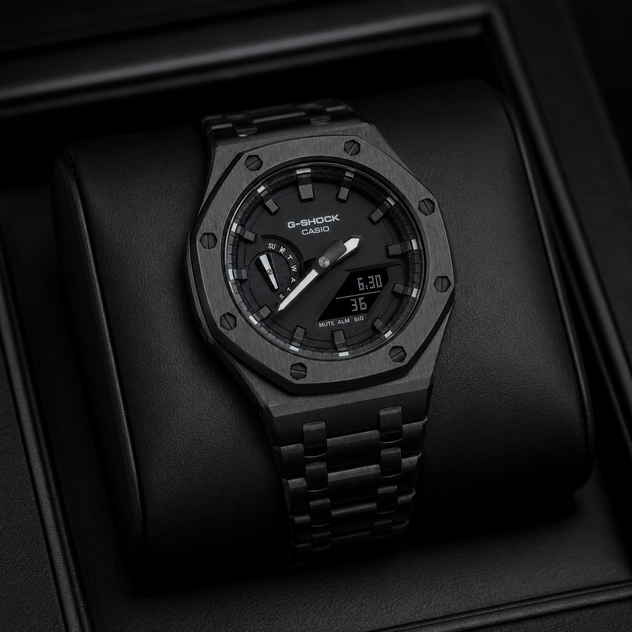 Obsidian Black GA-2100 Metal Watch — Stealth Edition