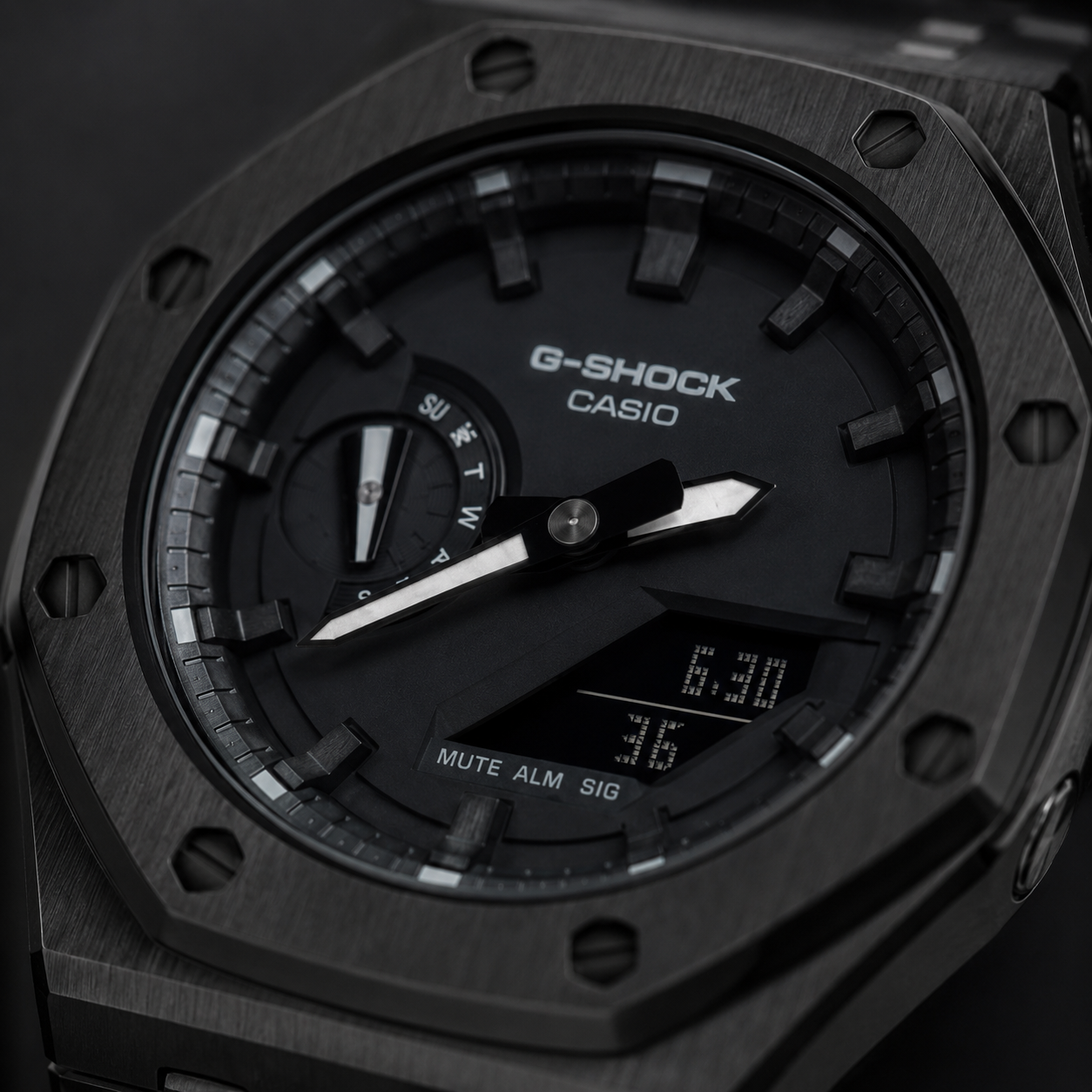 Obsidian Black GA-2100 Metal Watch — Stealth Edition