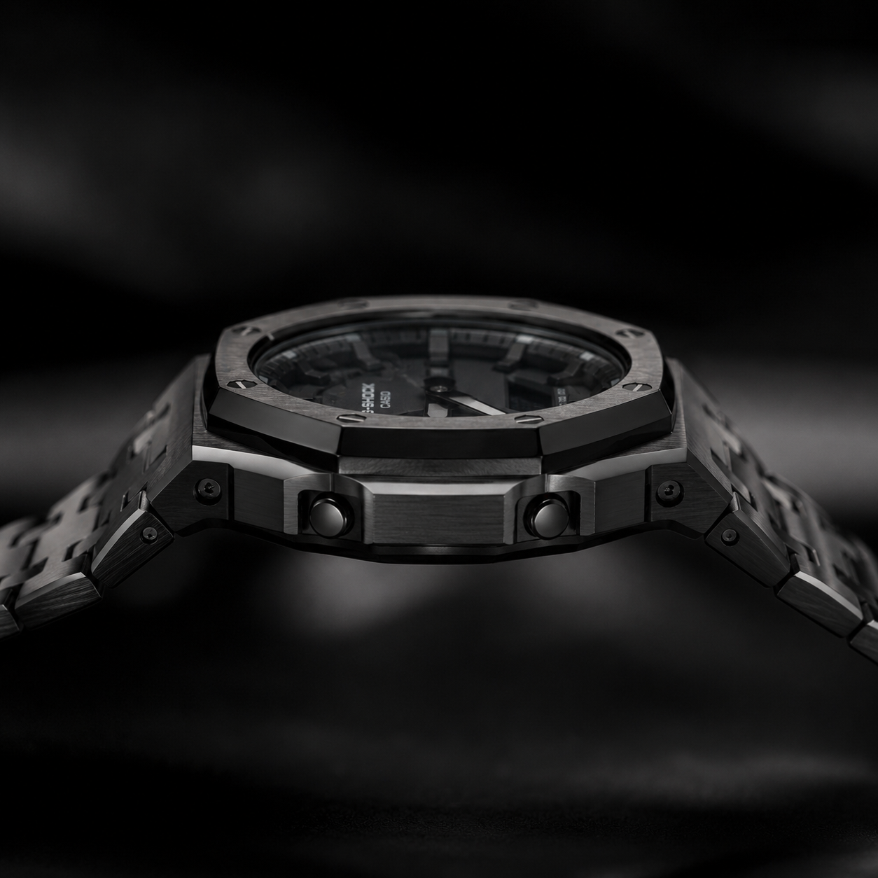 Obsidian Black GA-2100 Metal Watch — Stealth Edition