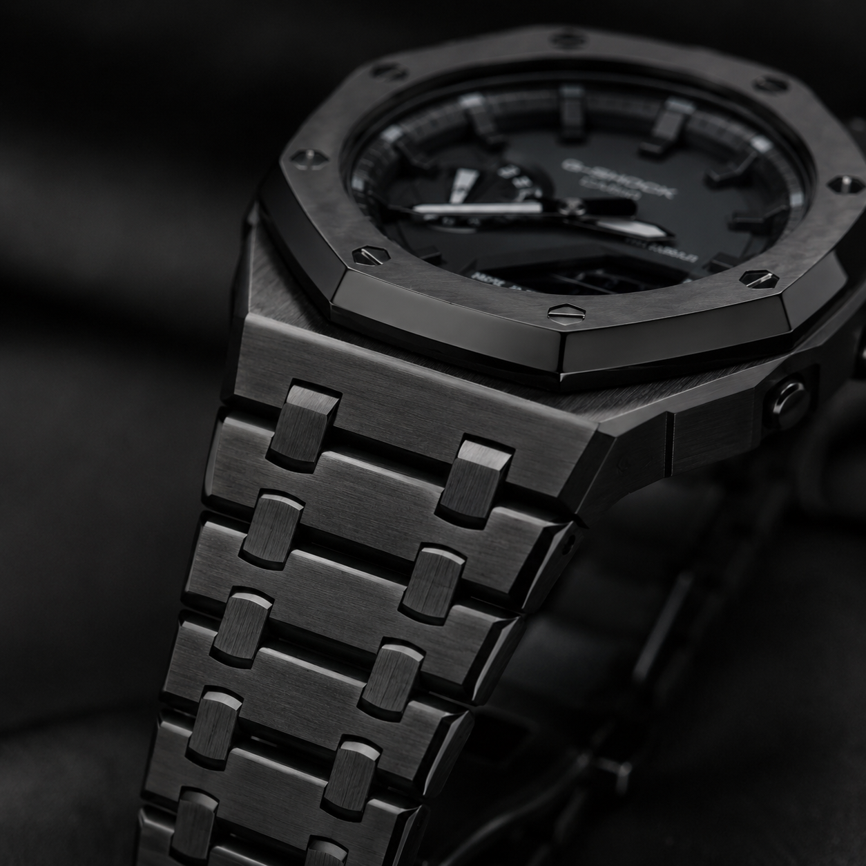 Obsidian Black GA-2100 Metal Watch — Stealth Edition
