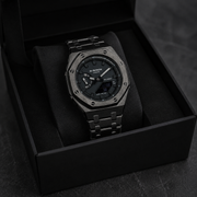Obsidian Black GA-2100 Metal Watch — Stealth Edition