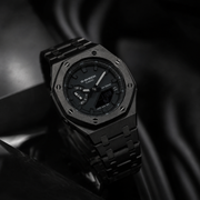 Obsidian Black GA-2100 Metal Watch — Stealth Edition