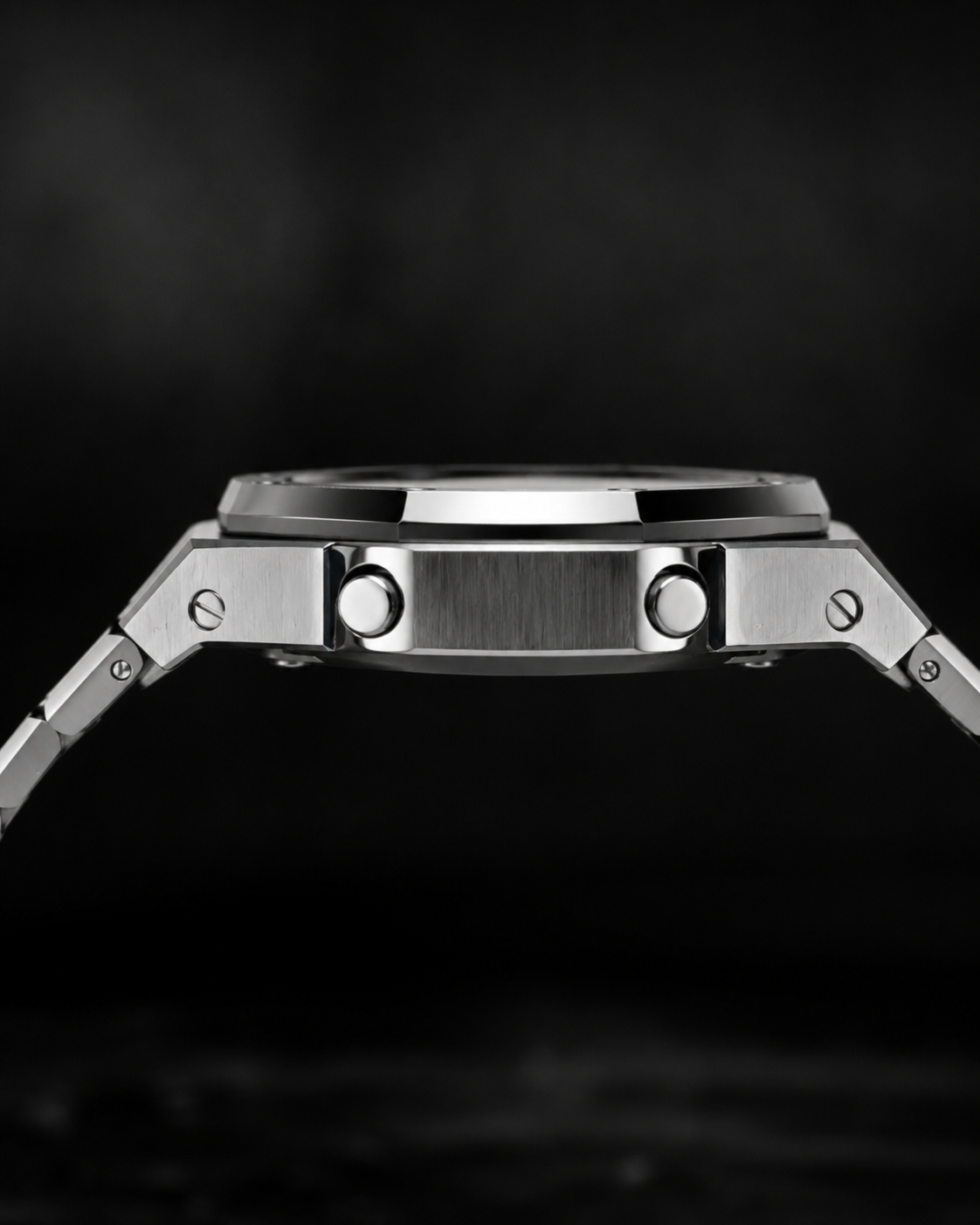 Steel Phantom GA-2100 Metal Watch — Brushed Silver & Black