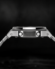 Steel Phantom GA-2100 Metal Watch — Brushed Silver & Black