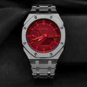 Red Steel CasiOak G-Shock GA-2100 Watch – Brushed Silver