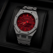 Red Steel CasiOak G-Shock GA-2100 Watch – Brushed Silver