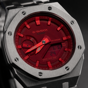 Red Steel CasiOak G-Shock GA-2100 Watch – Brushed Silver