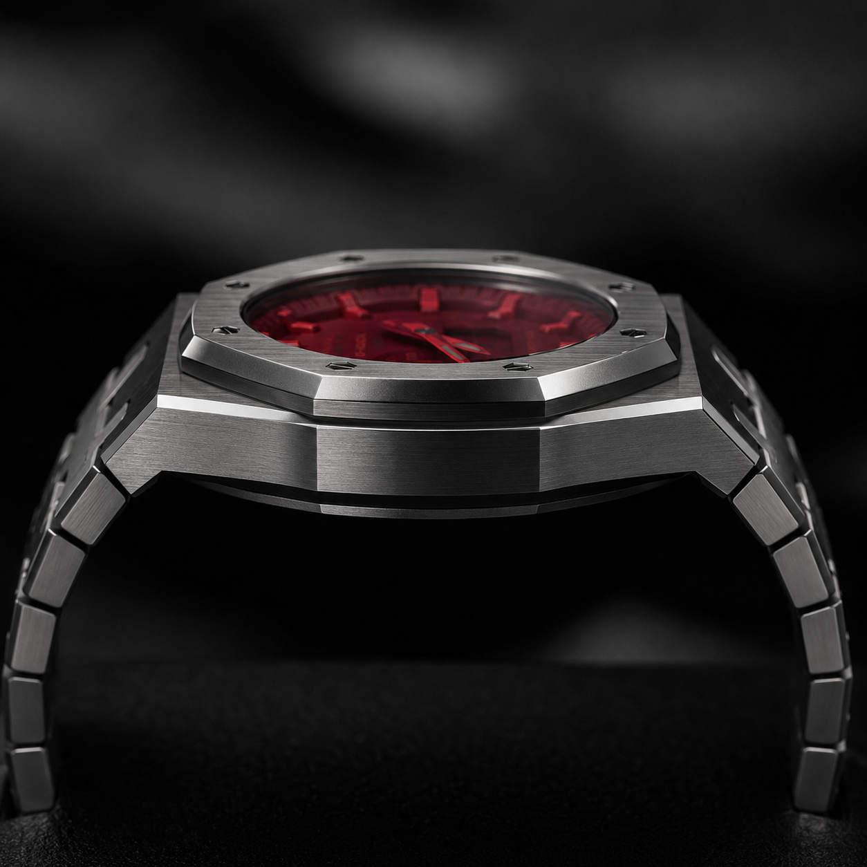 Red Steel CasiOak G-Shock GA-2100 Watch – Brushed Silver