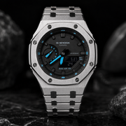 VANTAGE Ice Blue Steel GA-2100 | Brushed Metal G-Shock Watch