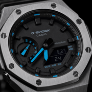 VANTAGE Ice Blue Steel GA-2100 | Brushed Metal G-Shock Watch