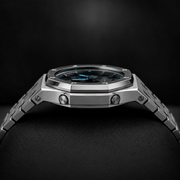 VANTAGE Ice Blue Steel GA-2100 | Brushed Metal G-Shock Watch