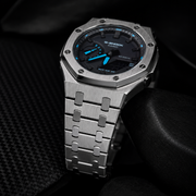 VANTAGE Ice Blue Steel GA-2100 | Brushed Metal G-Shock Watch