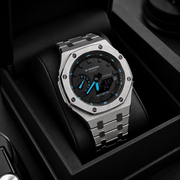 VANTAGE Ice Blue Steel GA-2100 | Brushed Metal G-Shock Watch