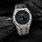 VANTAGE Ice Blue Steel GA-2100 | Brushed Metal G-Shock Watch