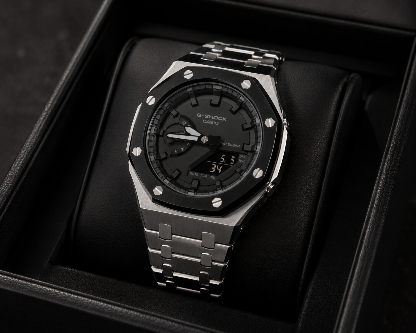 Obsidian Steel — Custom GA-2100 Metal Mod Watch | Made To Order