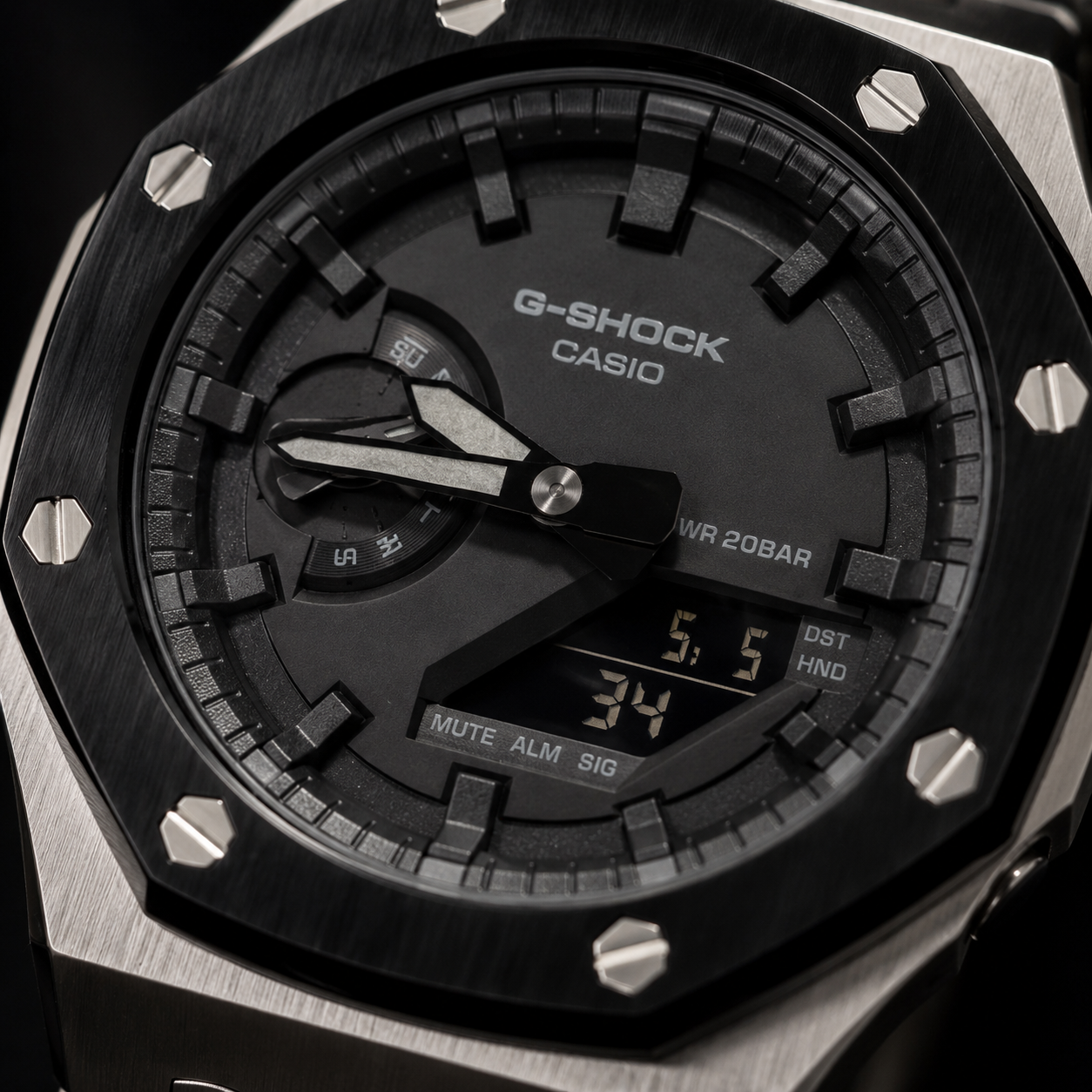 Obsidian Steel — Custom GA-2100 Metal Mod Watch | Made To Order