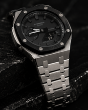 Obsidian Steel — Custom GA-2100 Metal Mod Watch | Made To Order