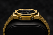 Midnight Gold Custom GA-2100 Mod Watch — Brushed Gold Steel Case & Bracelet | Made to Order
